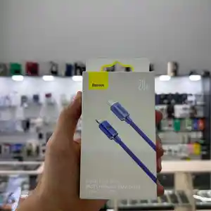 Кабель Type-C Lightning для айфон 20Вт 2м синий Baseus Crystal Shine