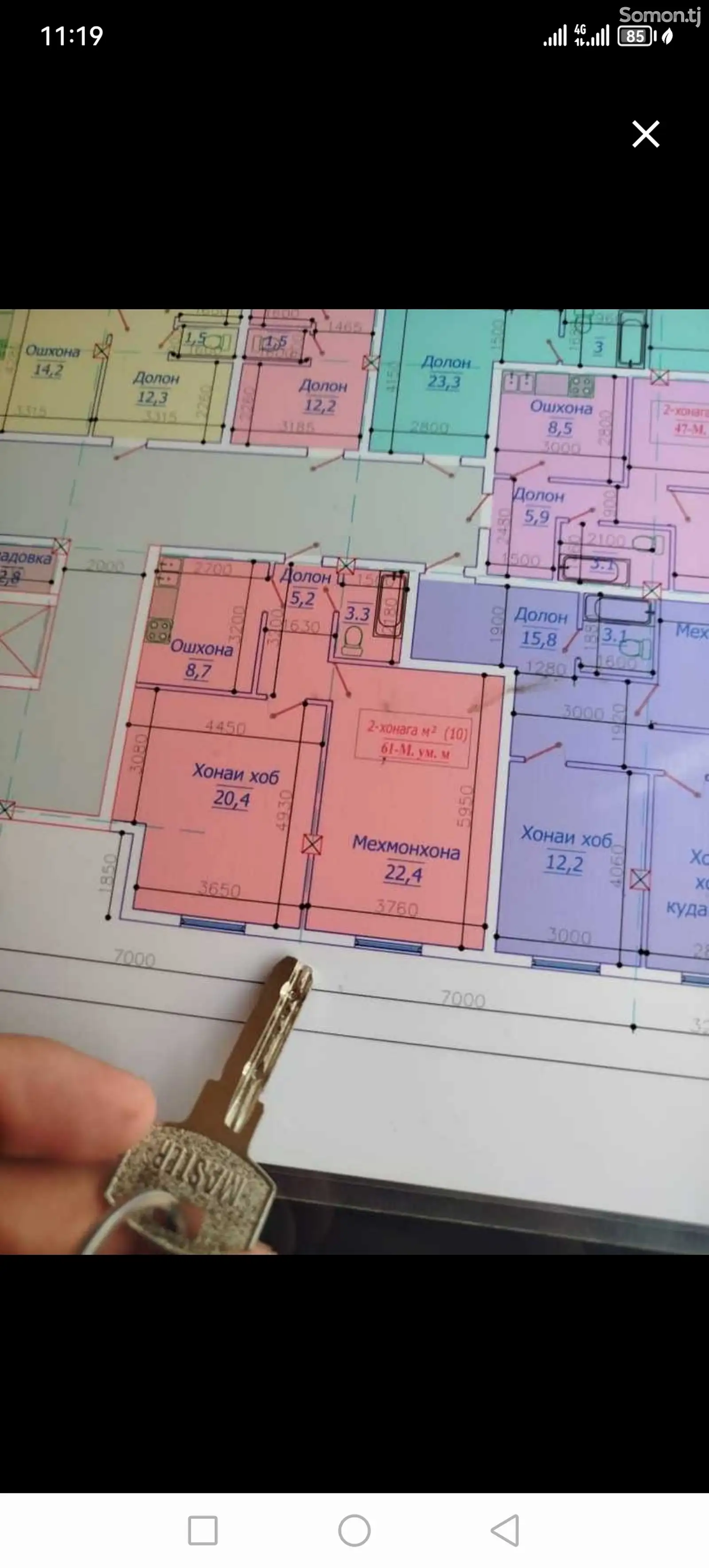 2-комн. квартира, 9 этаж, 61 м², н. Рудаки кучаи коргар-1