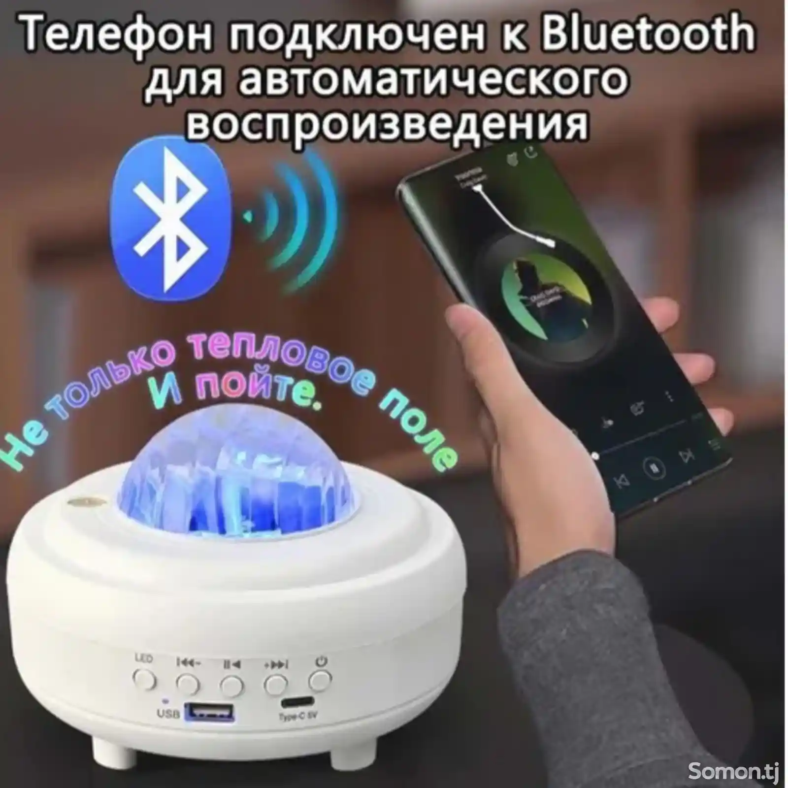 Цветомузыка, проектор ночной галактика, с Bluetooth и пультом-1