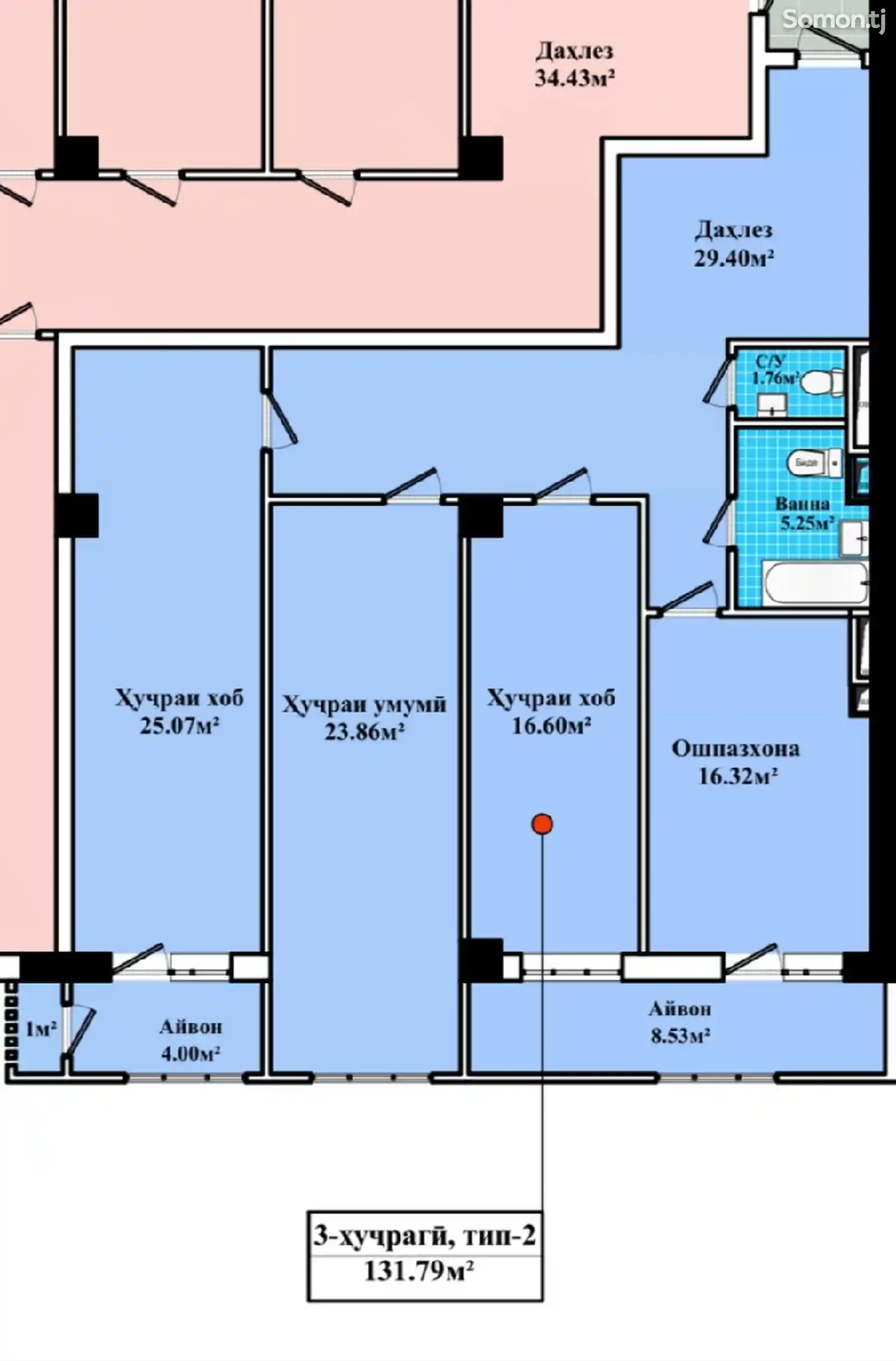 3-комн. квартира, 19 этаж, 132 м², Роддом 1, Дом Симург-7