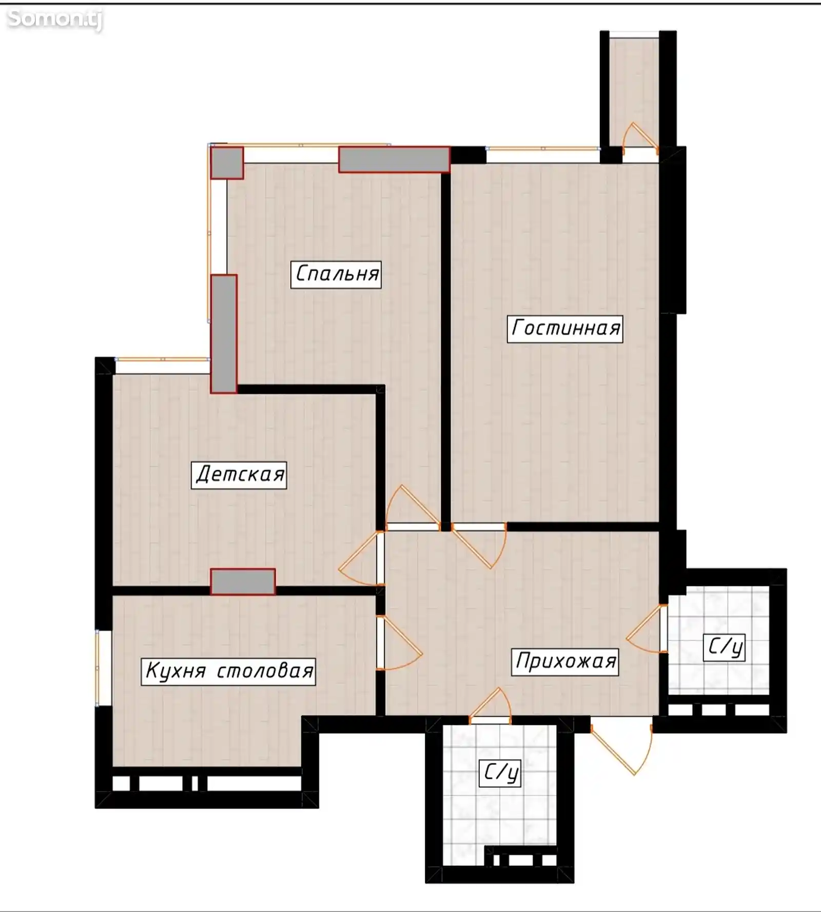 3-комн. квартира, 4 этаж, 76 м², Мости 82 мкр-3