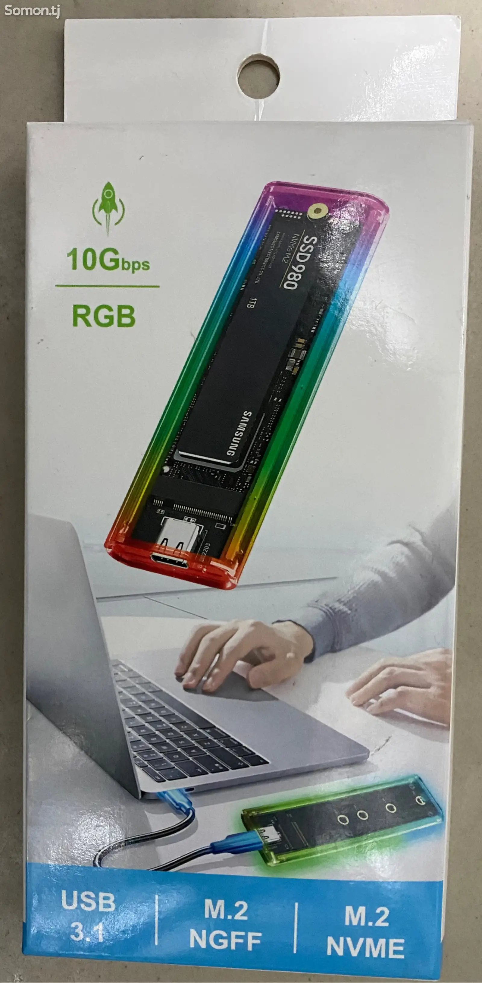 Бокс M.2 кейс для жёсткого диска SSD m.2 +RGB-1