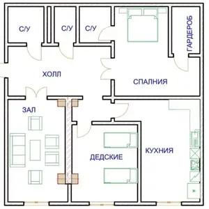 3-комн. квартира, 21 этаж, 118 м², Хилтон