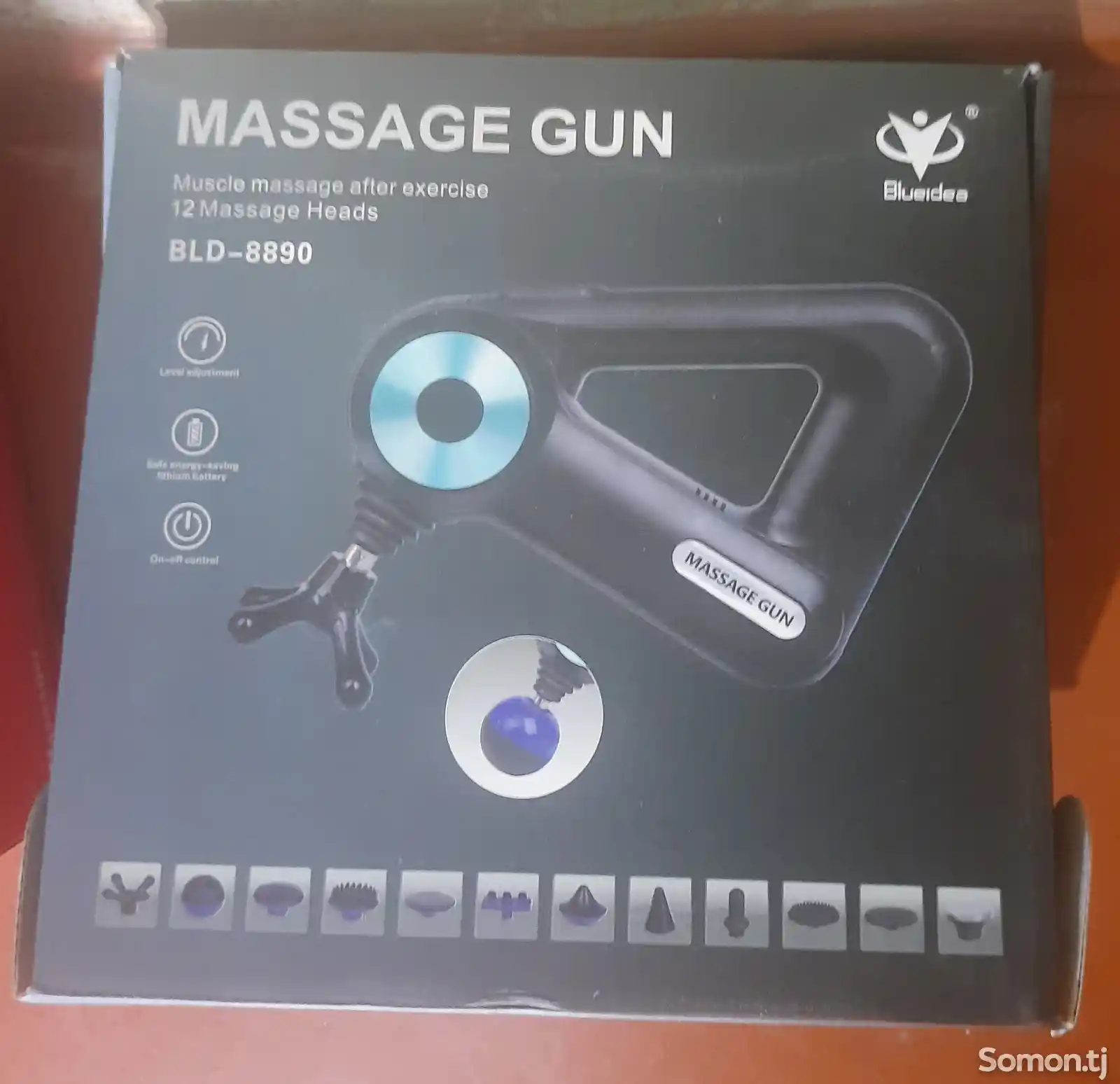 Массажер Massage Gun Bld 8890. Вибрационный, перкуссионный, аккумуляторный. 12-н-5