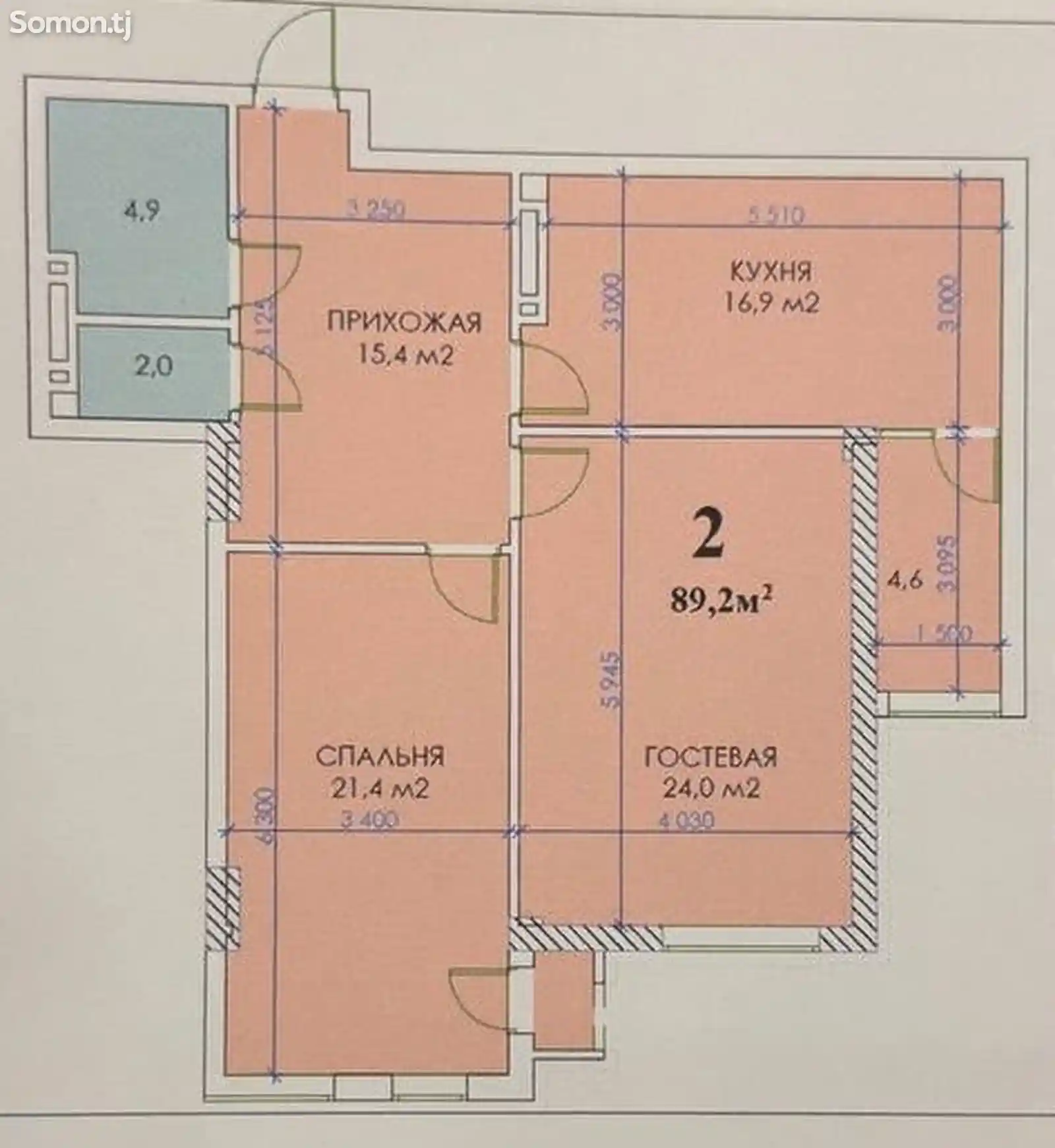 2-комн. квартира, 13 этаж, 89 м², Дом печать-6