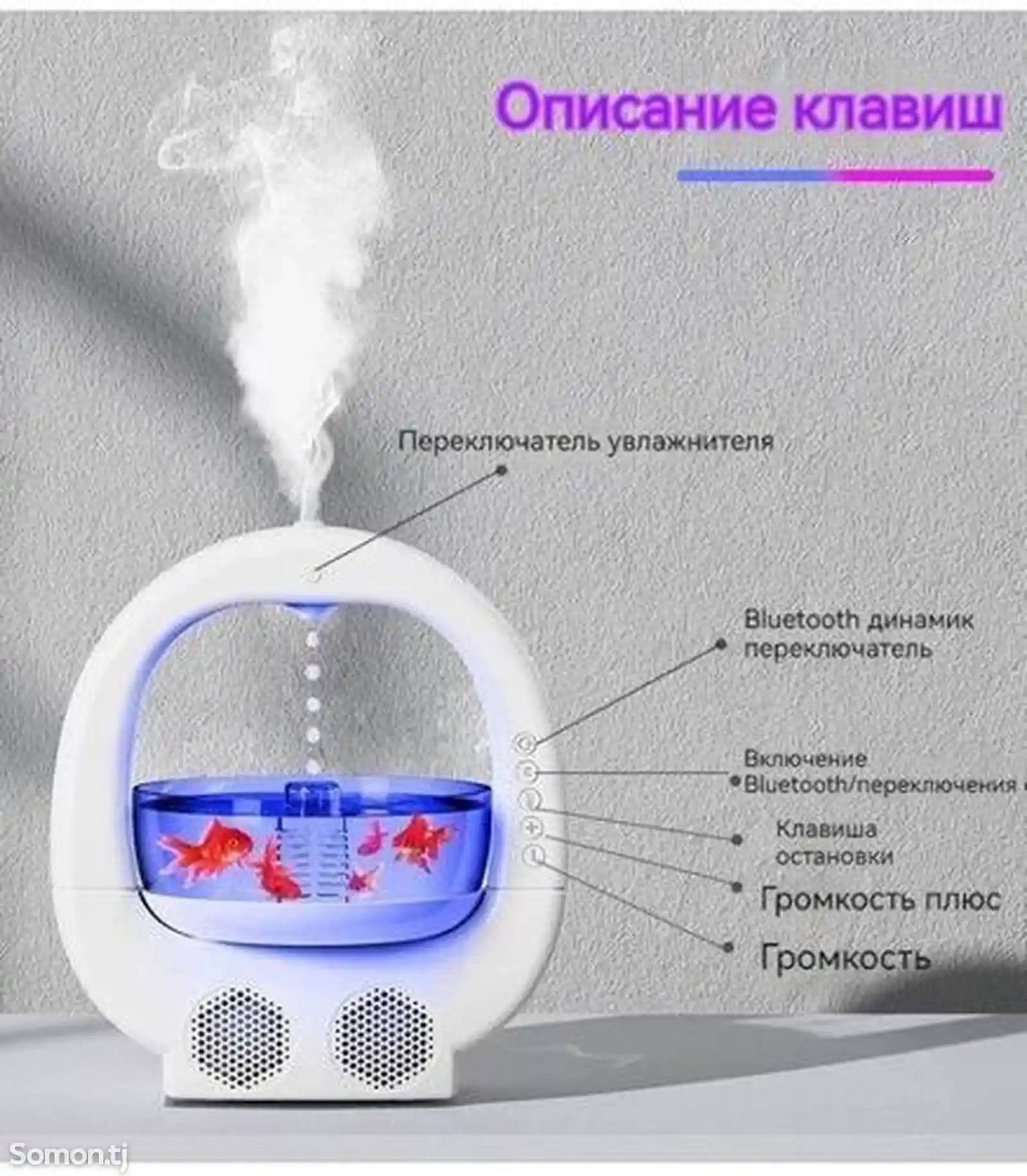 Антигравитационный увлажнитель воздуха Аквариум с Bluetooth динамиком-2