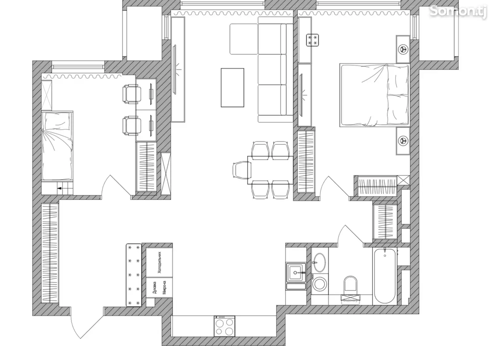 3-комн. квартира, 14 этаж, 84 м², Шохмансур-6