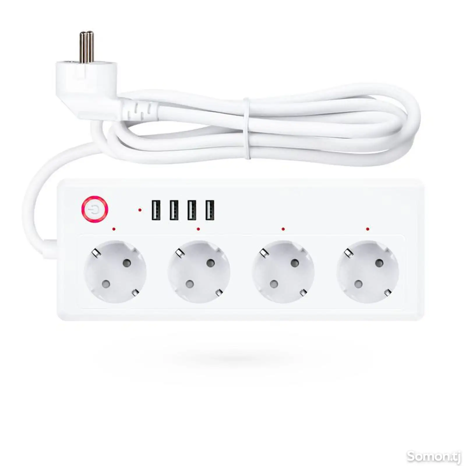 Умный сетевой фильтр Tuya Wi-fi PowerStrip 220В 16А на 4 канала, USB портами, с-1